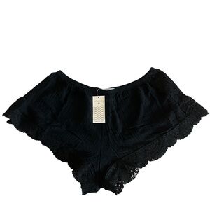 EBERJEY Frankie Sol Black Crochet Trim Swim Cover Up Shorts NWT S/M MP